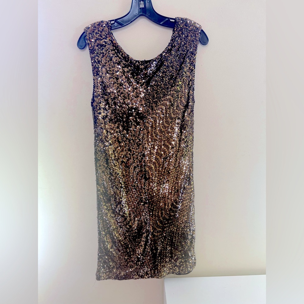 Armani Exchange Gold and Black Sequin Dress